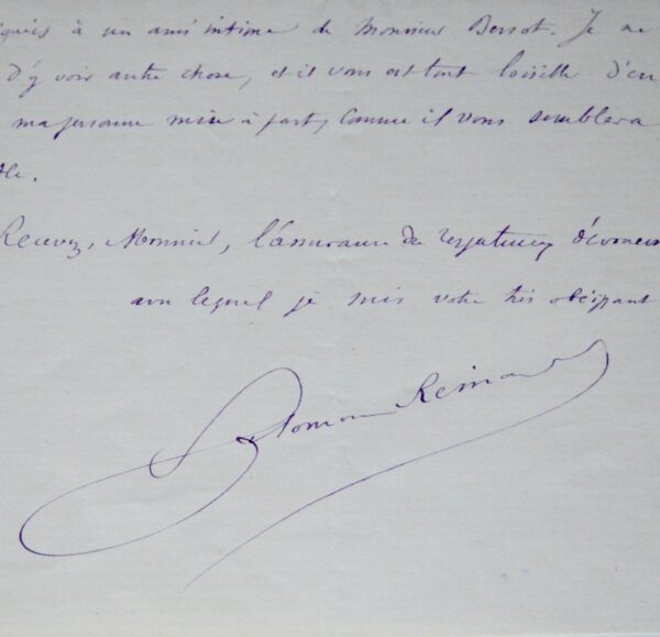 Longue lettre de Salomon Reinach, sur le professorat à l'Ecole Normale Supérieure