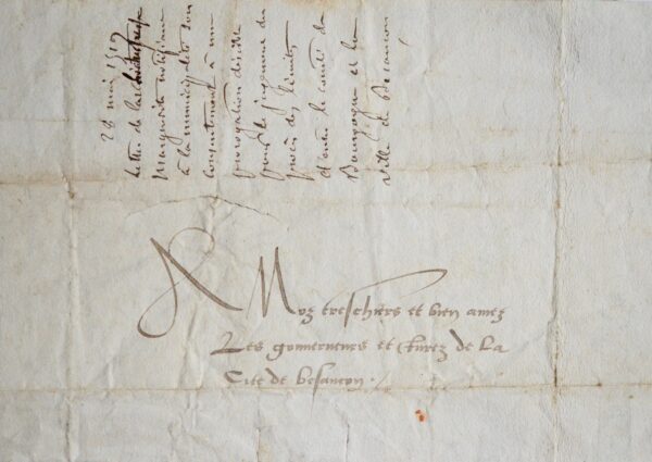 Marguerite d'Autriche statue sur les limites entre le comté de Bourgogne et Besançon