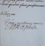 Lettre de la duchesse de Savoie, Marie-Jeanne-Baptiste de Savoie-Nemours, à la marquise Tazzoni-Ferrare