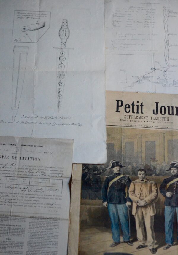 Rare ensemble de documents sur le procès de Caserio, l'assassin du président Sadi Carnot