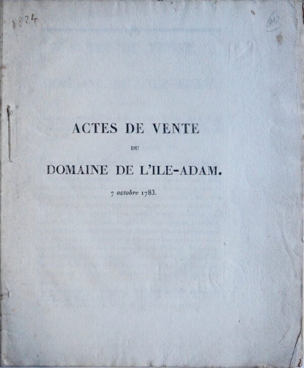 Deux documents XVIIIe sur le Val d'Oise (L'Île-Adam et Frémainville)