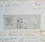 Belle lettre de Félicien Rops sur Le Semeur de parabole avec gravure originale en tête