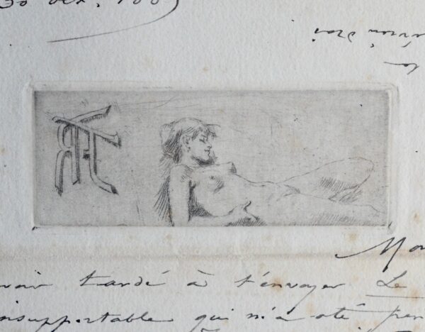 Belle lettre de Félicien Rops sur Le Semeur de parabole avec gravure originale en tête