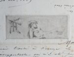 Belle lettre de Félicien Rops sur Le Semeur de parabole avec gravure originale en tête