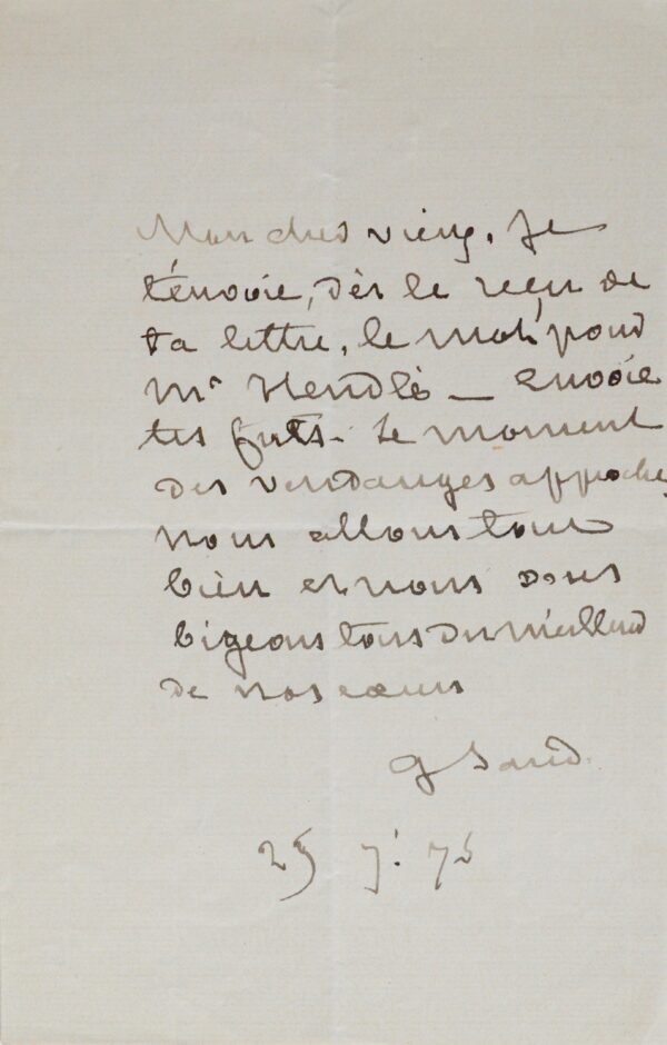 George Sand se prépare pour les vendanges