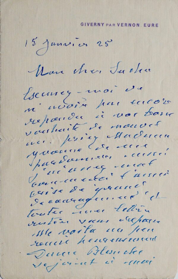 Monet, âgé et abattu, parle de sa "grande crise de découragement" à Sacha Guitry