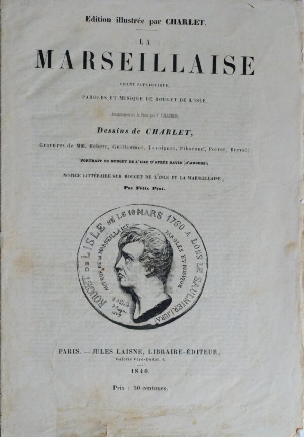 Rare lettre de Rouget de Lisle sur Les Chants français