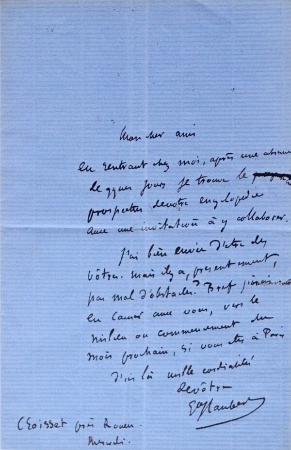 Lettre inédite de Flaubert