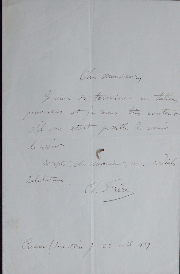 Pierre-Edouard Frère vient de terminer un tableau