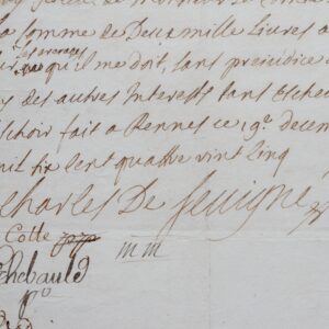 Quittance autographe de Charles de Sévigné, fils de la Marquise