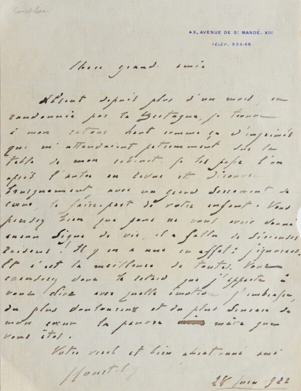 Belle lettre de condoléances de Courteline