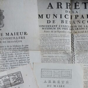 Besançon : 2 affiches et 2 imprimés (de 1682 à l'an XI)