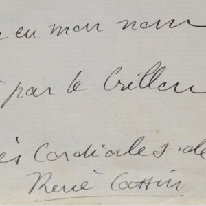 Le Nobel de la Paix, René Cassin, ravi de son portrait