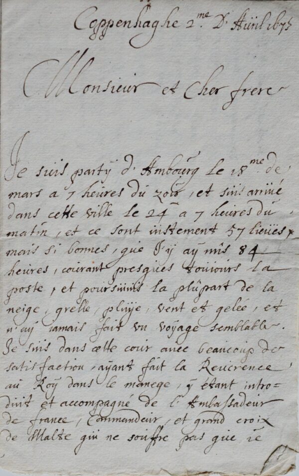 Un émissaire français rencontre le roi Christian V de Danemark à Copenhague, en 1675