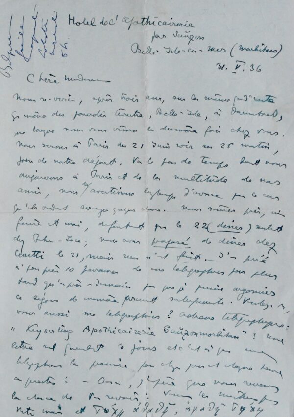 Le philosophe Hermann von Keyserling revient au paradis terrestre : Belle-Île-en-Mer
