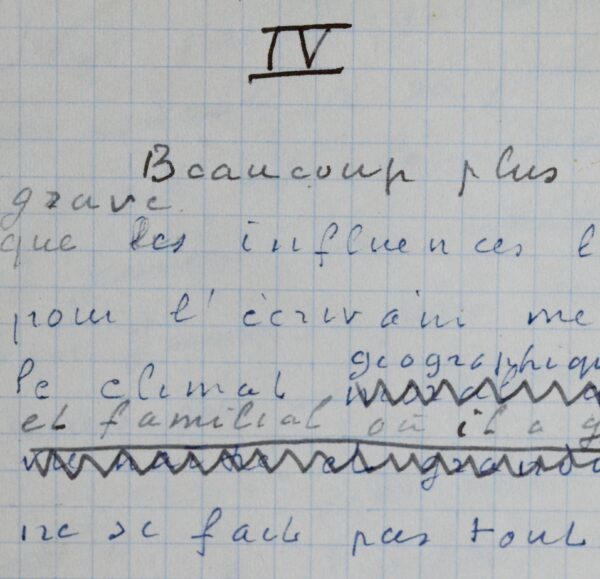 Manuscrit autobiographique de Marcel Jouhandeau évoquant à son enfance