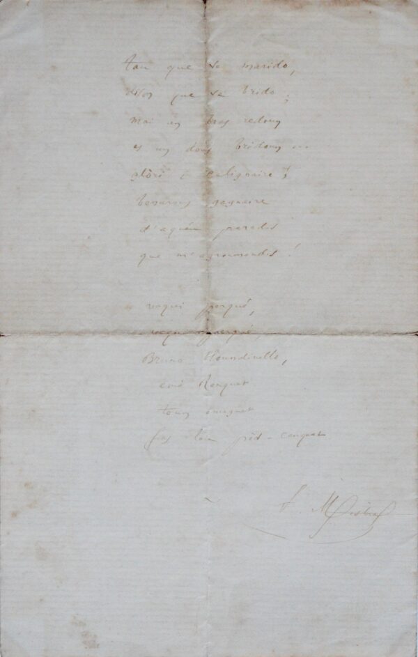 "Li noço de Ranquet" long manuscrit d'un poème mis en chanson de Frédéric Mistral