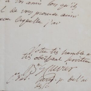 Belle lettre entièrement autographe de Cuvier, à l'ingénieur Reichenbach