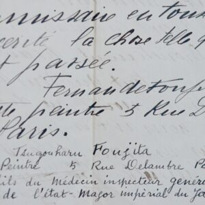 Plainte pour agression de Fernande Barrey, signée par Tsugouharu Foujita