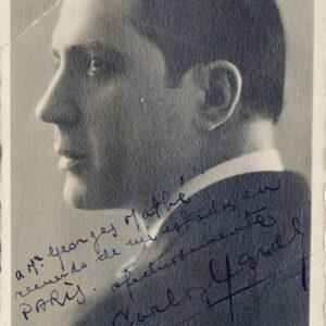 Beau portrait photographique dédicacé de la figure de tango : Carlos Gardel