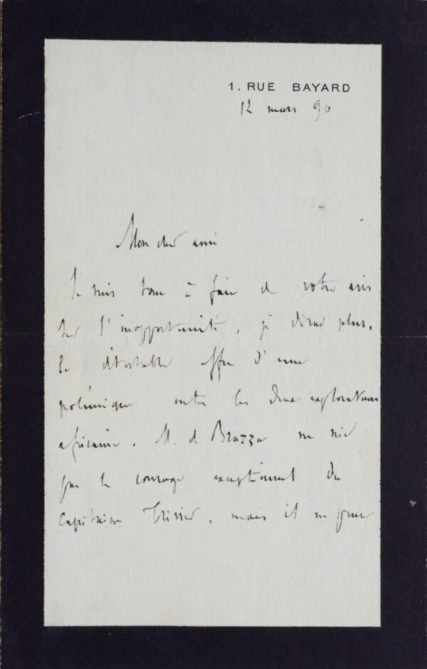 Jules Ferry défend de l'oeuvre de Brazza en Afrique