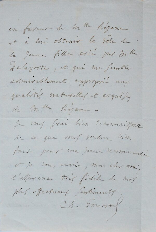 Gounod recommande Réjane à Octave Feuillet pour le Vaudeville