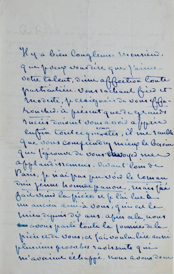 Très belle déclaration d'admiration de George Sand à Octave Feuillet 