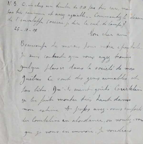 Belle lettre du sociologue Henri Lévy-Bruhl