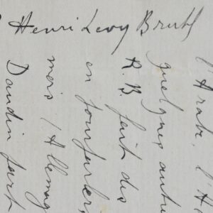 Belle lettre du sociologue Henri Lévy-Bruhl