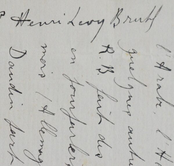 Belle lettre du sociologue Henri Lévy-Bruhl