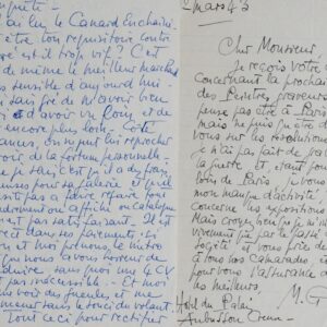 Ensemble de deux lettres de Marcel Gromaire, évoquant son travail artistique