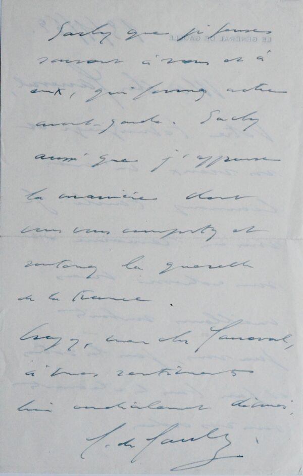 De Gaulle soutient l'action du général Ganeval en Allemagne