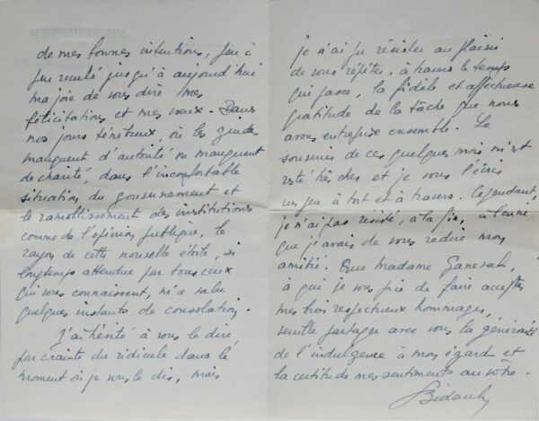 Georges Bidault évoque la promotion de Ganeval et de Lattre de Tassigny mourant