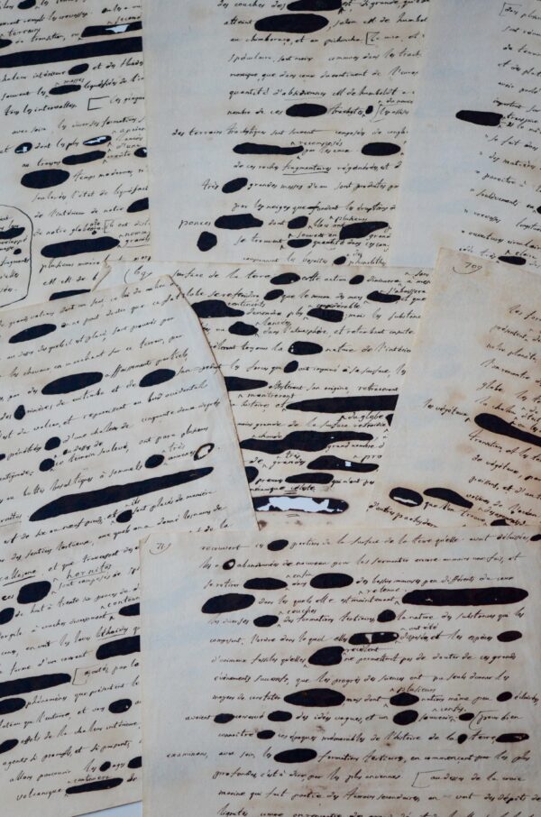 Précieux manuscrit fragmentaire de l'ouvrage de Lacépède : Les âges de la nature