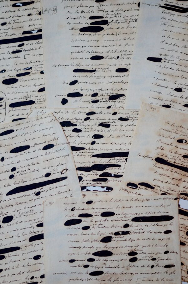 Précieux manuscrit fragmentaire de l'ouvrage de Lacépède : Les âges de la nature