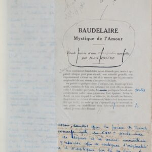 Baudelaire, Mystique de l'amour : manuscrit de travail complet de Jean Royère