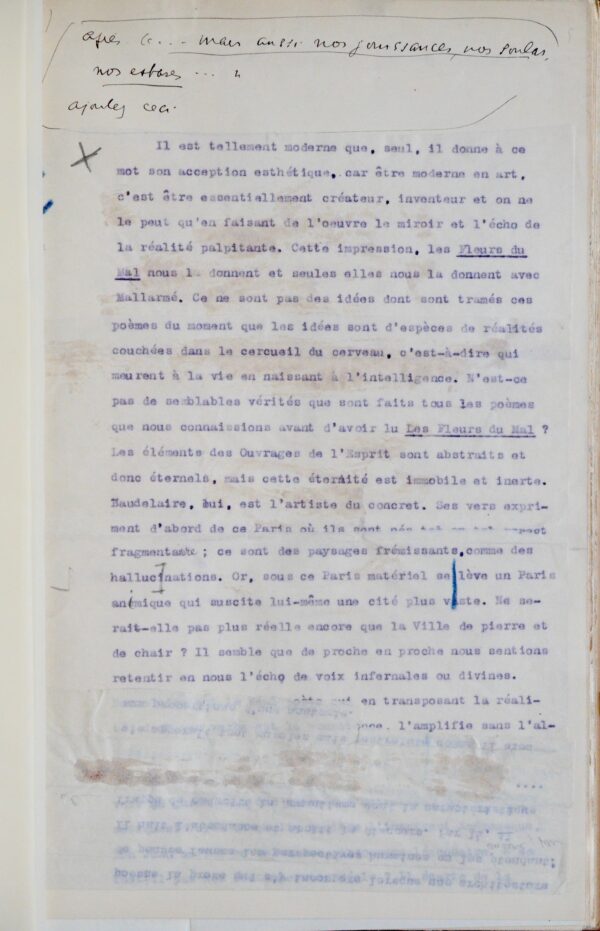 Baudelaire, Mystique de l'amour : manuscrit de travail complet de Jean Royère