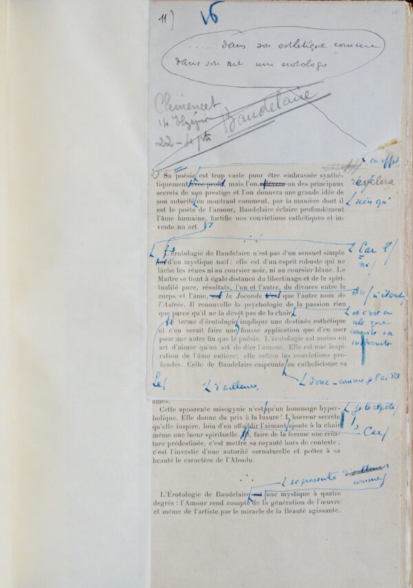 Baudelaire, Mystique de l'amour : manuscrit de travail complet de Jean Royère