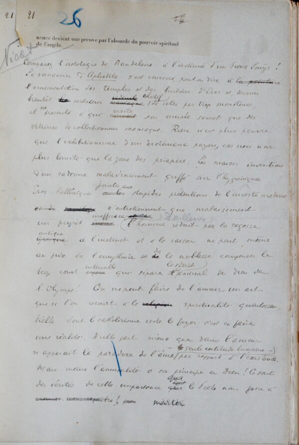 Baudelaire, Mystique de l'amour : manuscrit de travail complet de Jean Royère