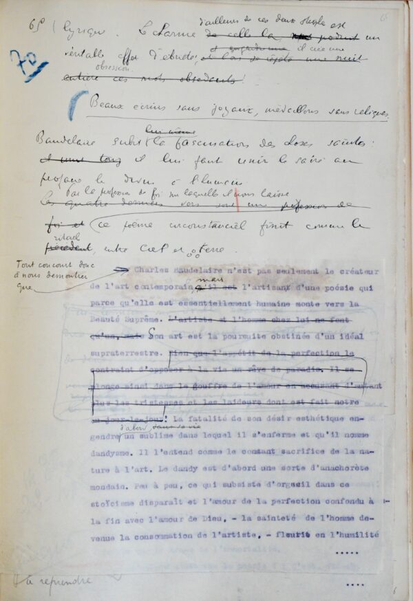Baudelaire, Mystique de l'amour : manuscrit de travail complet de Jean Royère