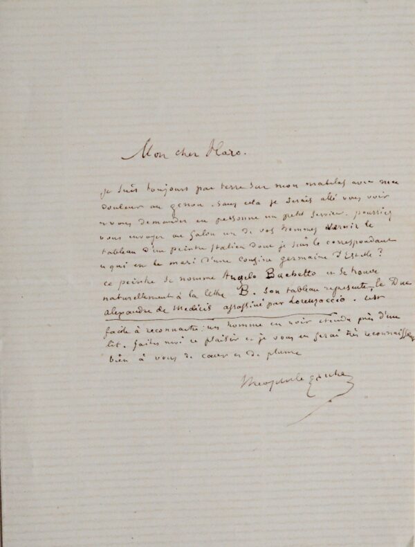 Théophile Gautier veut faire vernir un tableau de Bachetto exposé au Salon