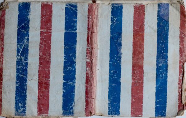 Procès-verbal de la confédération des François avec rare papier peint révolutionnaire bleu blanc rouge