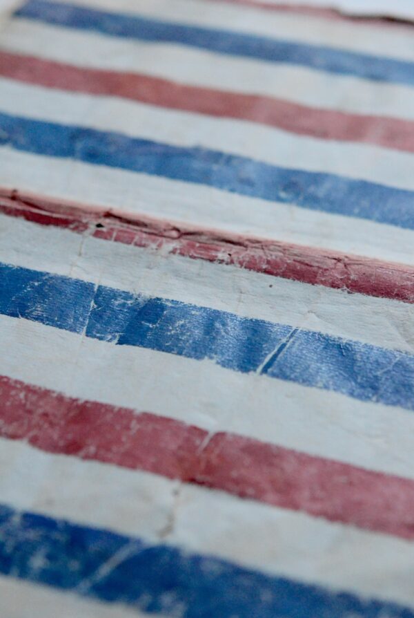 Procès-verbal de la confédération des François avec rare papier peint révolutionnaire bleu blanc rouge
