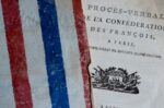 Procès-verbal de la confédération des François avec rare papier peint révolutionnaire bleu blanc rouge