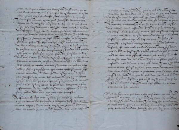 Belle et rare lettre de Jean de Morvillier, évêque d'Orléans et garde des sceaux, adressée à Catherine de Médicis