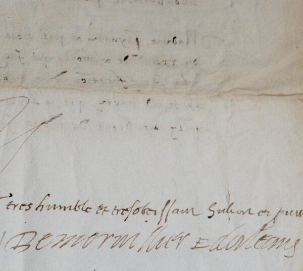 Belle et rare lettre de Jean de Morvillier, évêque d'Orléans et garde des sceaux, adressée à Catherine de Médicis