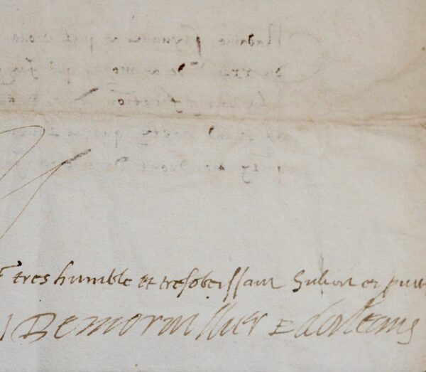 Belle et rare lettre de Jean de Morvillier, évêque d'Orléans et garde des sceaux, adressée à Catherine de Médicis