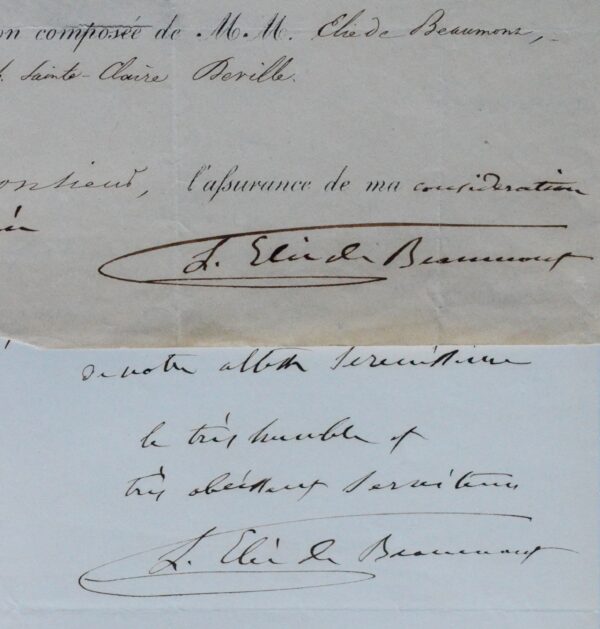 Élie de Beaumont reçoit le mémoire d'un confrère géologue et pleure sa mort