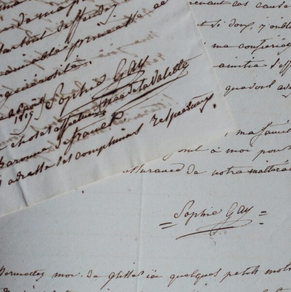 Deux belles lettres de Sophie Gay à la Princesse de Salm-Dyck sur la mort de Sophie Gail