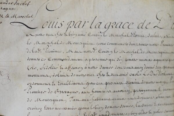 Louis XV octroie le commandement de la Bretagne au maréchal d'Estrées